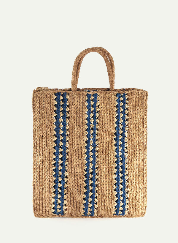MILENO TOTE - Tea, blue and natural - Front
