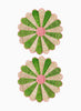 SET OF 2 MARGARITA PLACEMATS - Pair of large, hand-woven raffia placemats in green and pink - 2