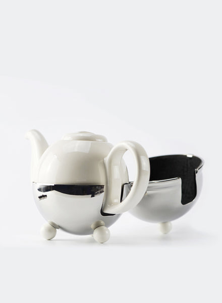 MARIAGE FRÈRES - ART DÉCO 1930 WHITE TEA POT WITH MARCO POLO TEA - 2