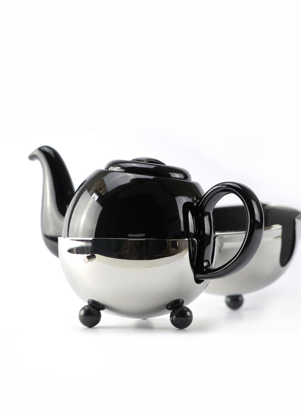 MARIAGE FRÈRES - ART DÉCO 1930 LARGE BLACK TEAPOT WITH MARCO POLO TEA - 2