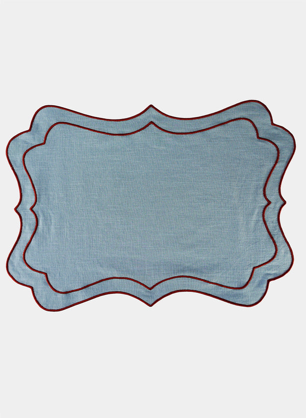 MARIAIDA - SET OF FOUR BRISA BLUE LINEN PLACEMATS - 1