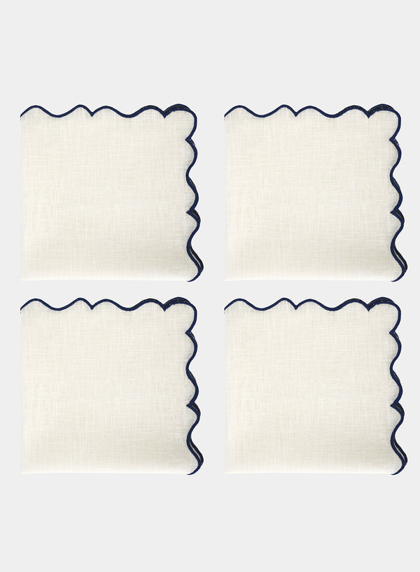 MARIAIDA - SET OF FOUR ONDULADO IVORY LINEN NAPKINS - 1