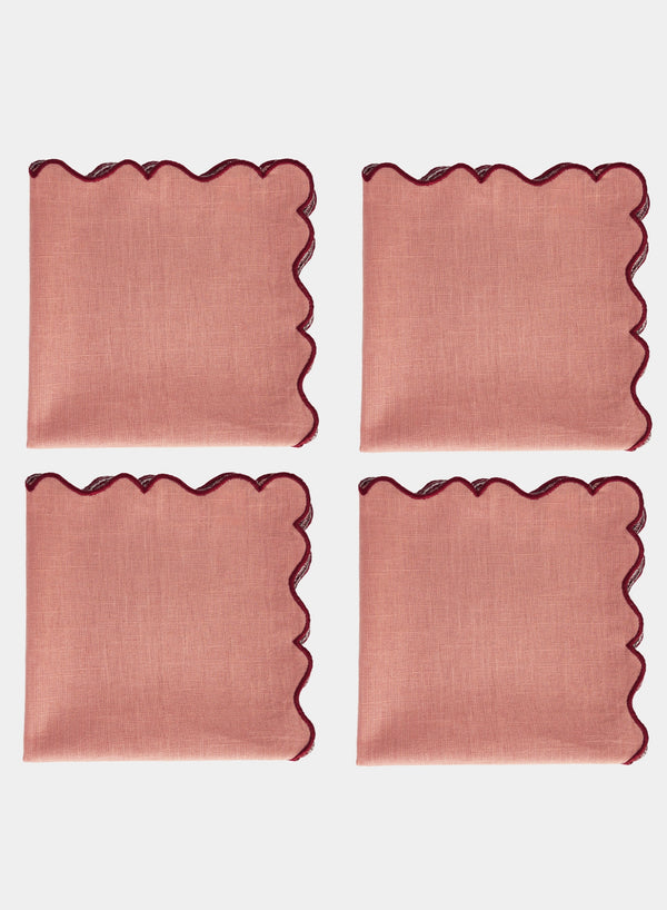 MARIAIDA - SET OF FOUR ONDULADO PINK LINEN NAPKINS - 1
