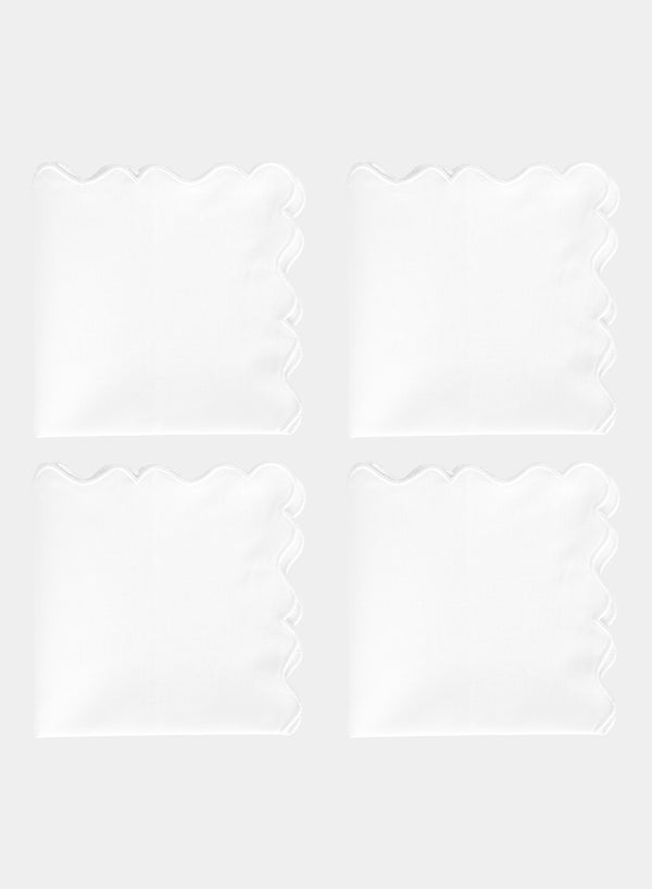 MARIAIDA - SET OF FOUR ONDULADO WHITE LINEN NAPKINS - 1
