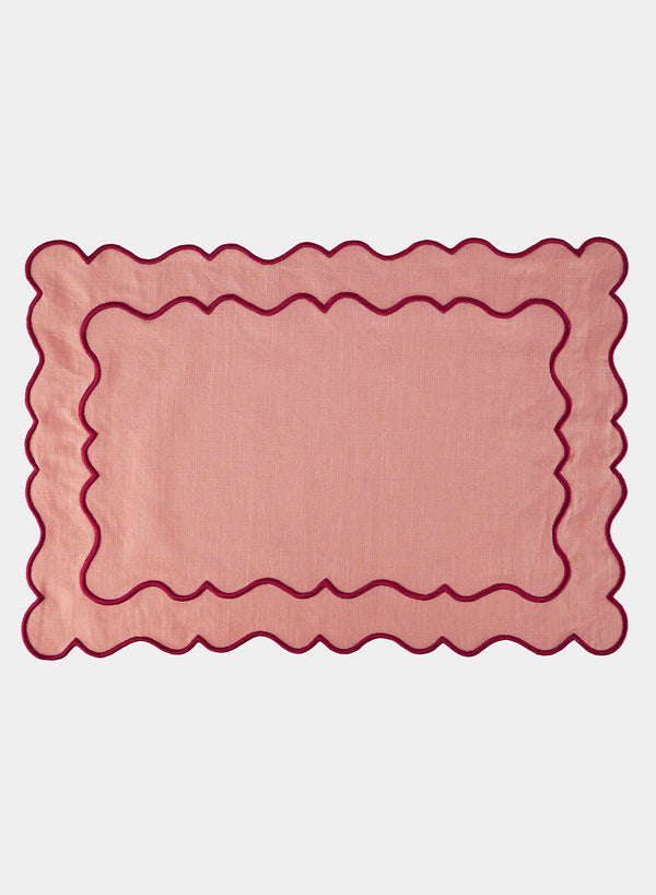 MARIAIDA - SET OF FOUR ONDULADO PINK LINEN PLACEMATS - 1