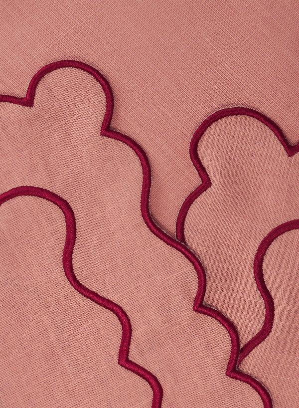 MARIAIDA - SET OF FOUR ONDULADO PINK LINEN PLACEMATS - 3