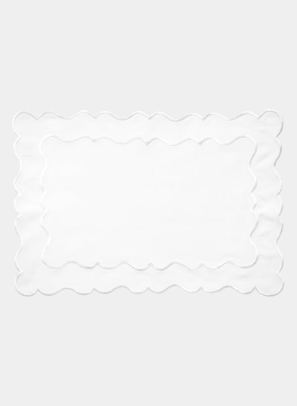 MARIAIDA - SET OF FOUR ONDULADO WHITE LINEN PLACEMATS - 1