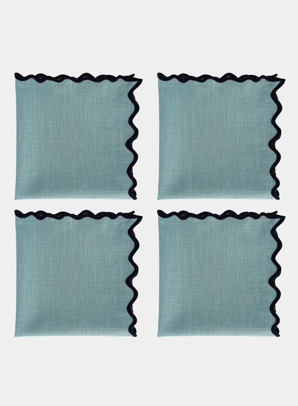 MARIAIDA - SET OF FOUR VILA BLUE LINEN NAPKINS - 1
