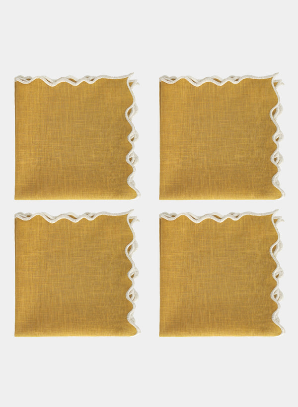 MARIAIDA - SET OF FOUR VILA YELLOW LINEN NAPKINS - 1