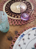 SET OF TWO MAGNOLIA PLACEMATS - Pair of large, hand woven raffia placemats in burgundy and pink - Lifestyle
