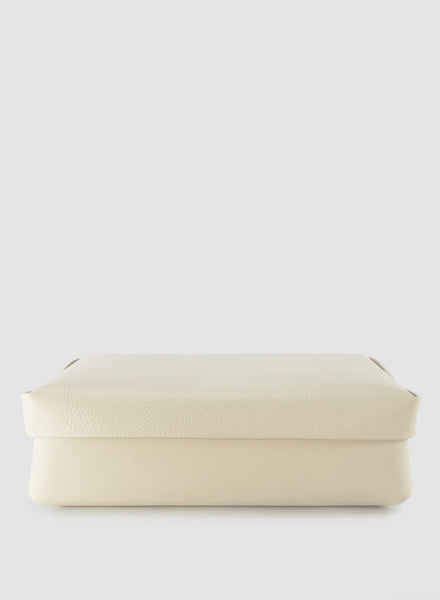 OSCAR MASCHERA - Large Rectangular Leather Box with Lid - 33 x 24 x 10cm - Col. White - White - Front 
