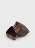 OSCAR MASCHERA - Mascotte Square Leather Box with Lid - 9.5 x 8 x 5cm - Col. Castagna - Open Lid 