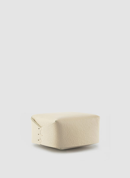 OSCAR MASCHERA - Mascotte Square Leather Box with Lid - 9.5 x 8 x 5cm - Col. White - Side 
