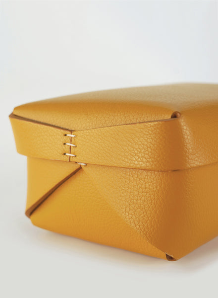 Oscar Maschera - Medium Ochre and Khaki Rectangular Leather Box - 4