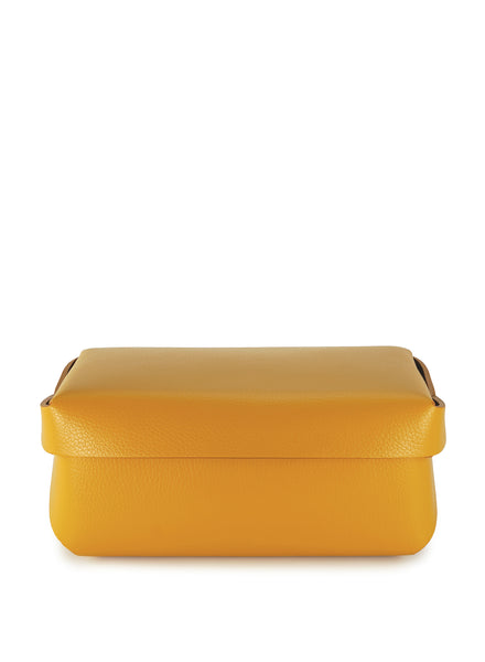 Oscar Maschera - Medium Ochre and Khaki Rectangular Leather Box - 1