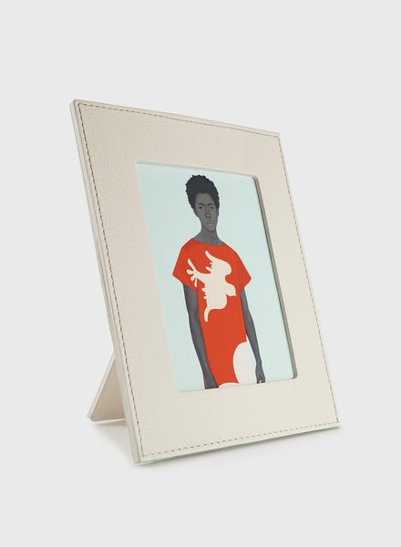 Oscar Maschera - Punti Large White Leather Photo Frame - 1