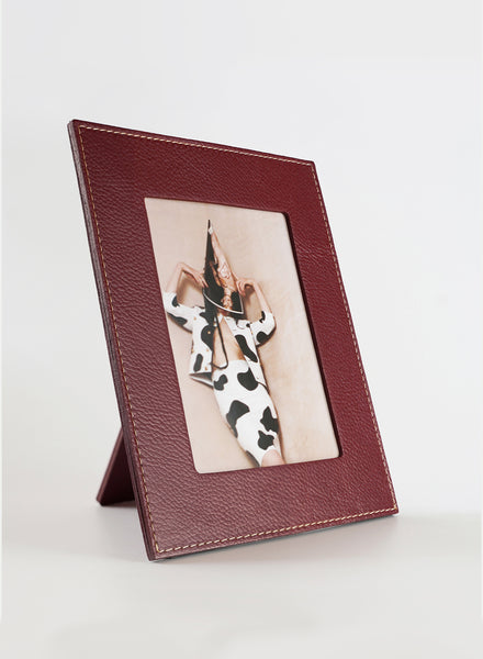 Oscar Maschera - Punti Large Dark Red Leather Photo Frame - 1