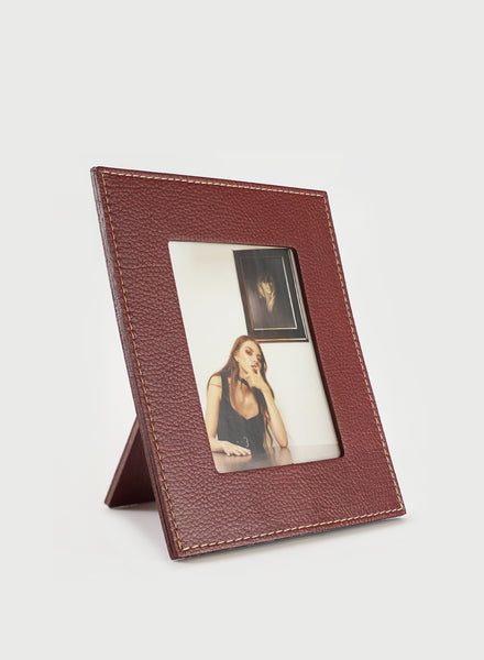 Oscar Maschera - Punti Dark Red Leather Photo Frame - 1