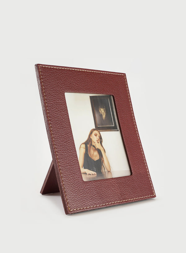Oscar Maschera - Punti Dark Red Leather Photo Frame - 1