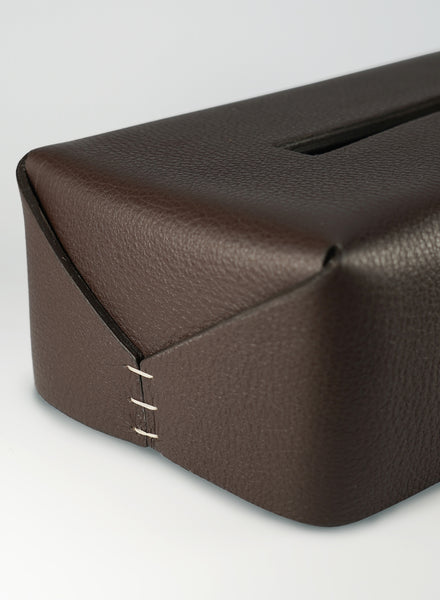 Oscar Maschera - Dark Brown Leather Tissue Box - 2
