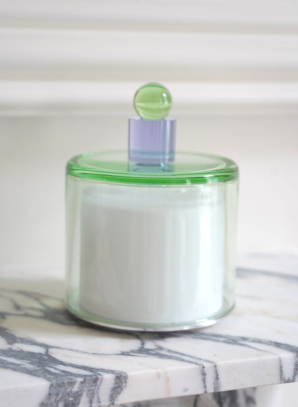 Paola Petrobelli - Hand Blown Glass Lamp in Green and Lilac - Lifestyle 1