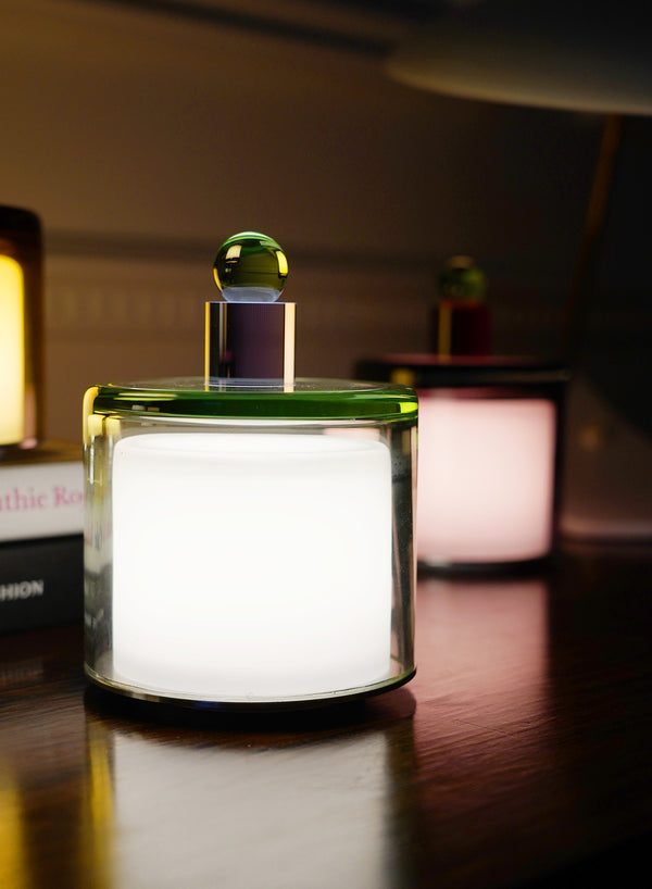 Paola Petrobelli - Hand Blown Glass Lamp in Green and Lilac - Lifestyle 4