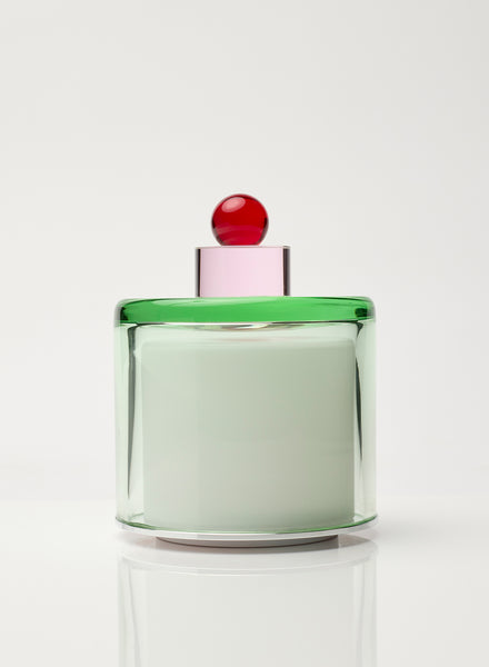 PAOLA PETROBELLI - HAND BLOWN GLASS LAMP IN GREEN, PINK AND RED - Light Off