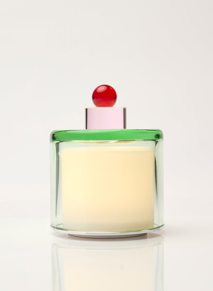 PAOLA PETROBELLI - HAND BLOWN GLASS LAMP IN GREEN, PINK AND RED - Light On