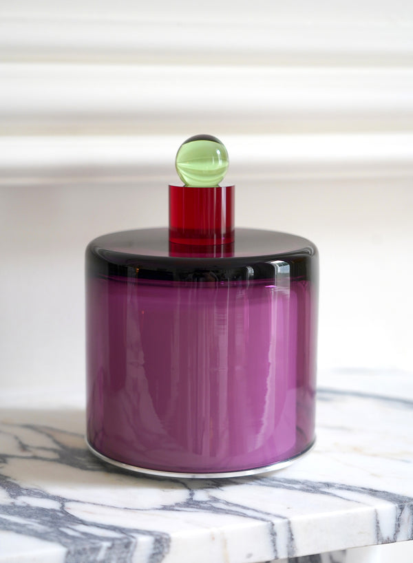 Paola Petrobelli - Hand Blown Glass Lamp in Amethyst, Red and Green - Lifestyle 1