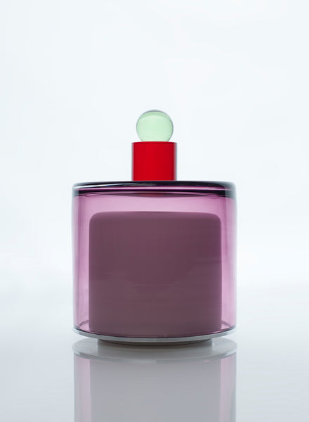 PAOLA PETROBELLI - HAND BLOWN GLASS LAMP IN AMETHYST, RED, GREEN - Light Off