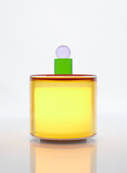 PAOLA PETROBELLI - HAND BLOWN GLASS LAMP IN AMBER, GREEN, LILAC - Light On