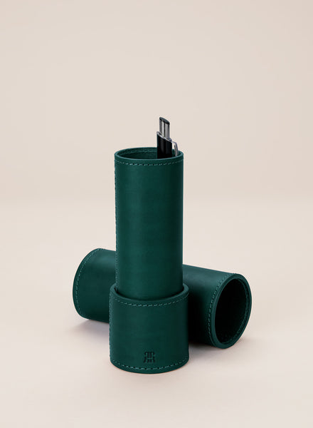 Leather Pencil Case, Forest Green - Paradise Row