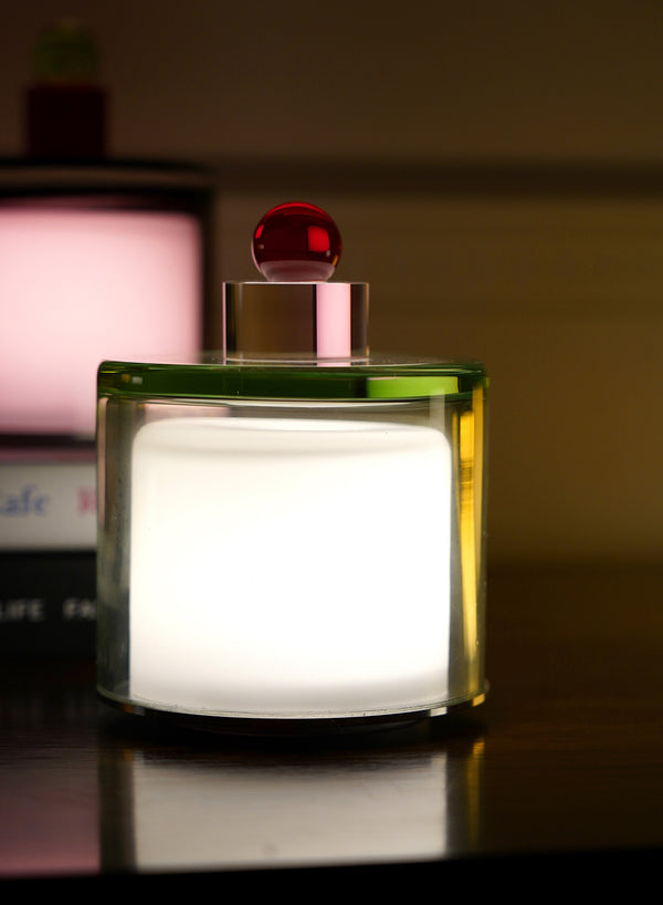 PAOLA PETROBELLI - HAND BLOWN GLASS LAMP IN GREEN, PINK AND RED - Lifestyle 2