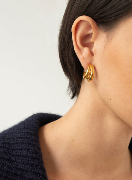 REJINA PYO - Gold Plated Double Hoops Earrings - 2