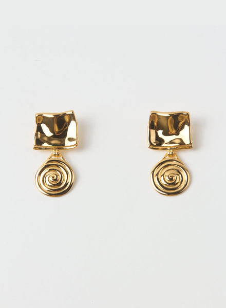 REJINA PYO - Gold Plated Swirl Fold Earrings - 1