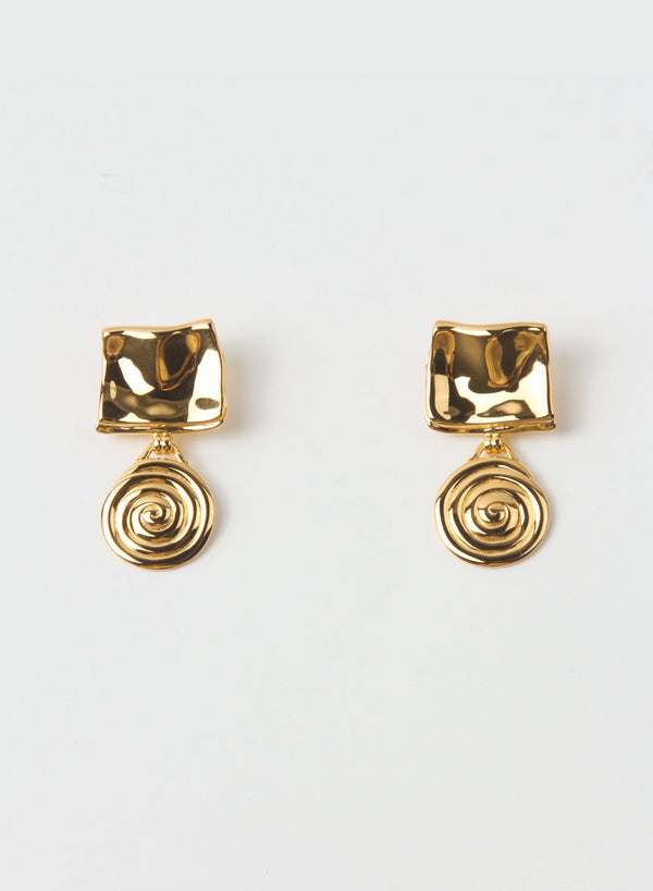 REJINA PYO - Gold Plated Swirl Fold Earrings - 1