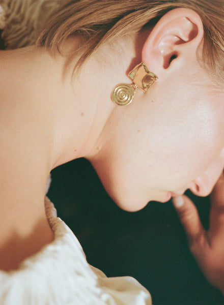 REJINA PYO - Gold Plated Swirl Fold Earrings - 2