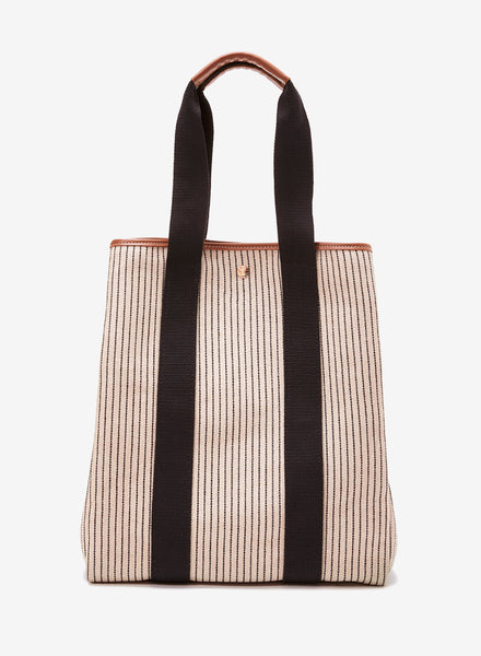 RUE DE VERNEUIL - The Traversée Striped Beige High Cotton Tote - 1