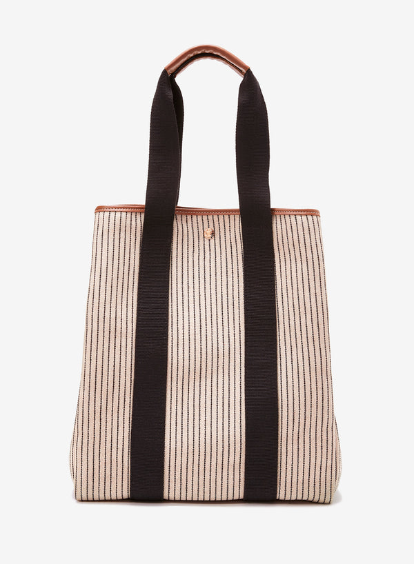 RUE DE VERNEUIL - The Traversée Striped Beige High Cotton Tote - 1