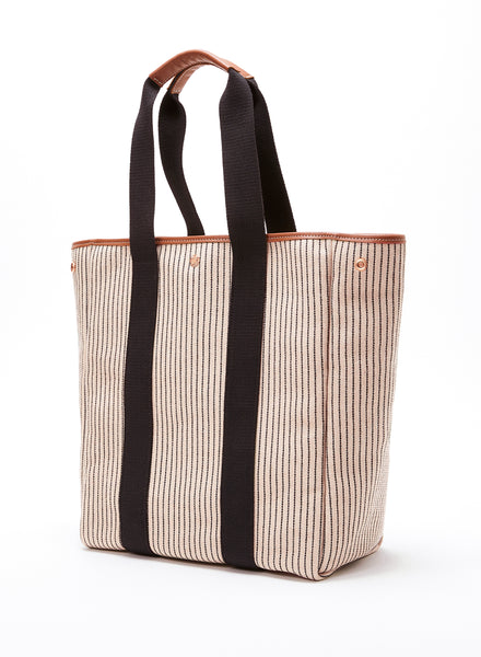 RUE DE VERNEUIL - The Traversée Striped Beige High Cotton Tote - 2