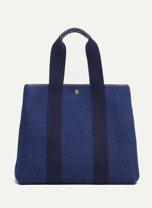 RUE DE VERNEUIL - Traversée Tote -  Large - Denim - Blue - Front