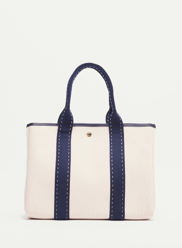RUE DE VERNEUIL - Traversée Tote -  Medium - Sellier - White / Navy - Front 1