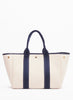 RUE DE VERNEUIL - The Traversée White and Navy Medium Cotton Tote - 5