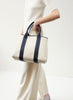 RUE DE VERNEUIL - The Traversée White and Navy Medium Cotton Tote - 4