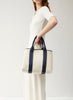 RUE DE VERNEUIL - The Traversée White and Navy Medium Cotton Tote - 3