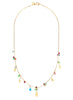 Romantic World Mixed Stone Gold Necklace - flat