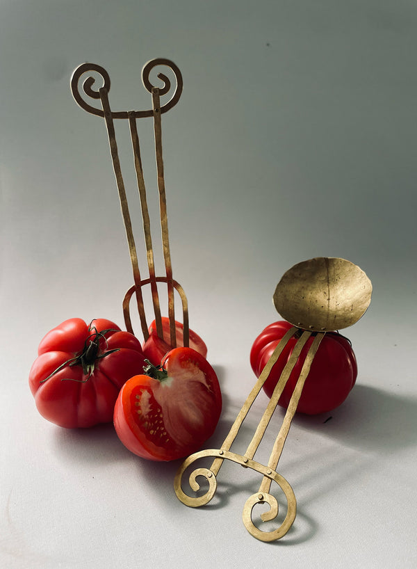 SEBASTIAO LOBO - Handcrafted Solid Brass Serving Spoon & Serving Fork Set - Lifestyle 