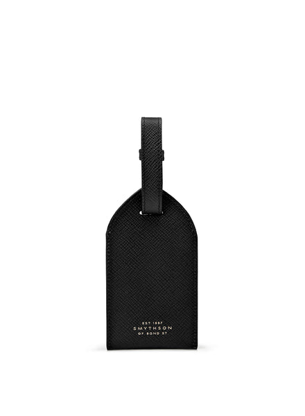 SMYTHSON - Panama Leather Luggage Tag - Black - Front