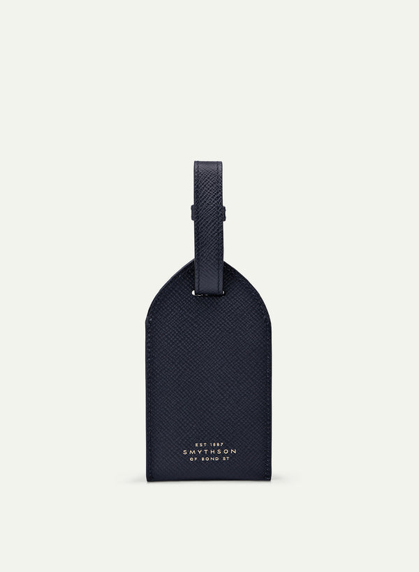 SMYTHSON - Luggage Tag - Panama Leather - Navy - Front