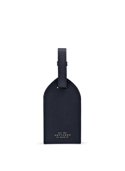 SMYTHSON - Panama Leather Luggage Tag - Navy - Front